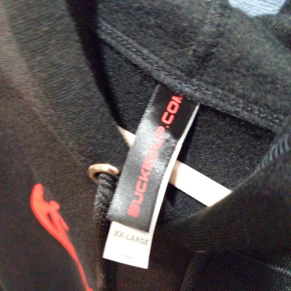 Bucked Up Apparel Mens Hoodie Black Red Deer Head Logo Fleece Pullover XXL - Picture 3 of 9